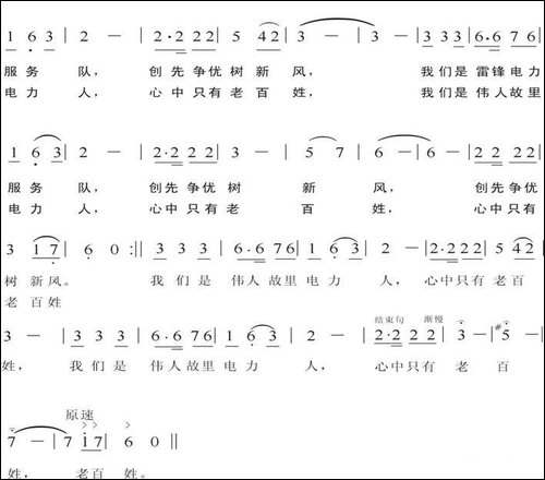 心中只有老百姓-湘潭电业局雷锋电力服务队之歌-民歌