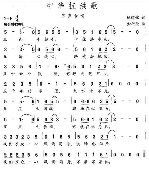 中华抗洪歌-陈道斌词-金旭庚曲-民歌