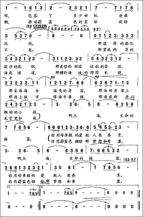 大海——生命的摇篮-李向晨词-吕远曲-民歌