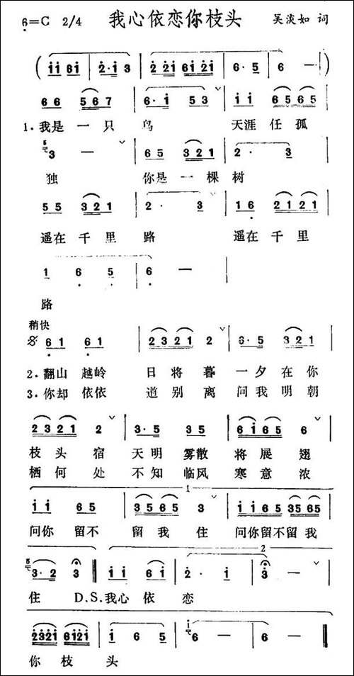 我心依恋你枝头-民歌