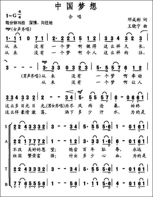 中国梦想-邓成彬词-王晓宁曲-民歌