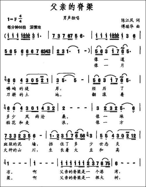 父亲的脊梁-陈江风词-傅瑶华曲-民歌
