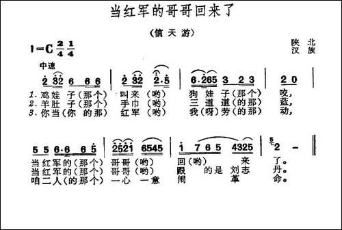 当红军的哥哥回来了-陕西民歌、王方亮编曲版-民歌