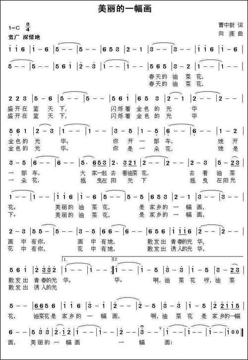 美丽的一幅画-曹中新词-向涯曲-民歌