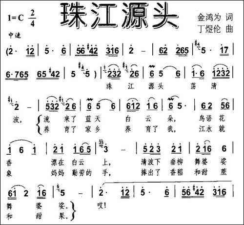 珠江源头-金鸿为词-丁煜伦曲-民歌