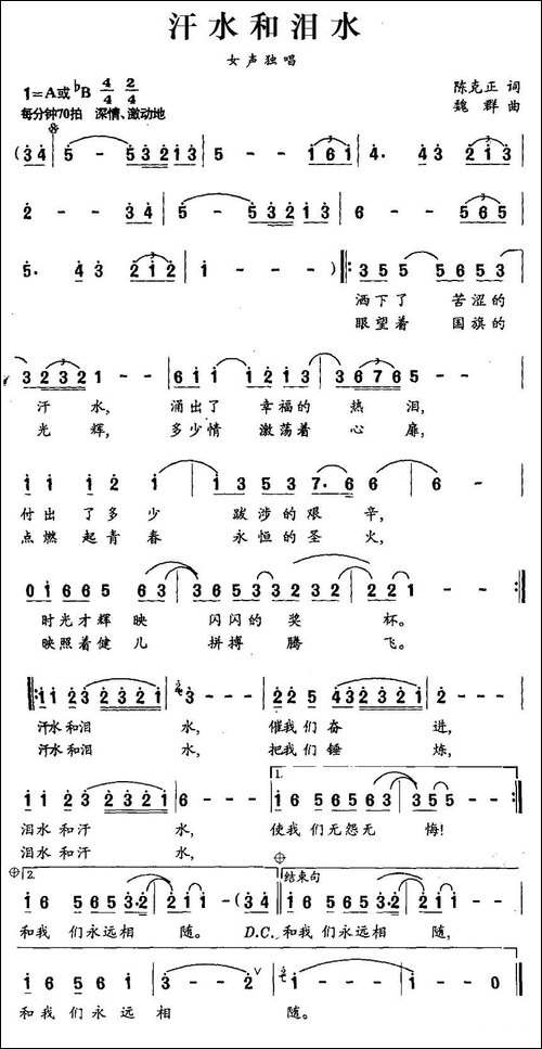 汗水和泪水-民歌