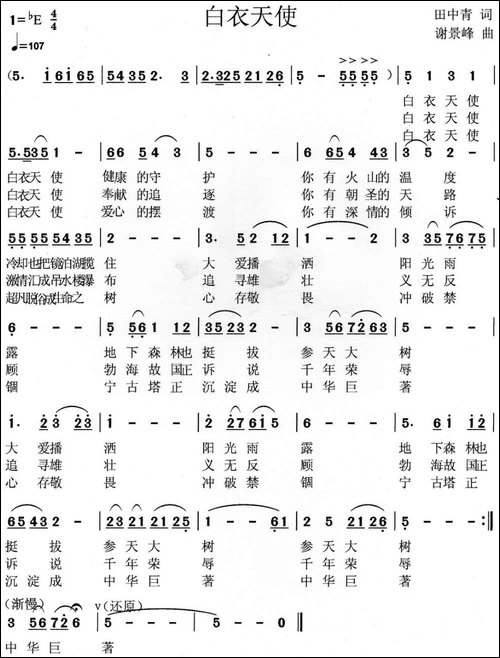 白衣天使-田中青词-谢景峰曲-民歌