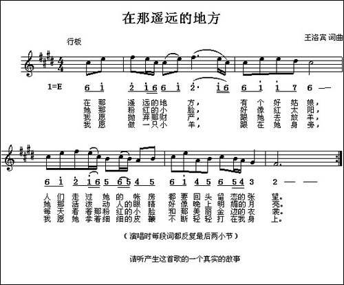 在那遥远的地方-线、简谱混排版