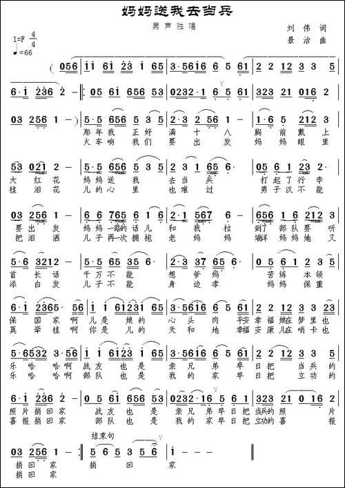 妈妈送我去当兵-民歌