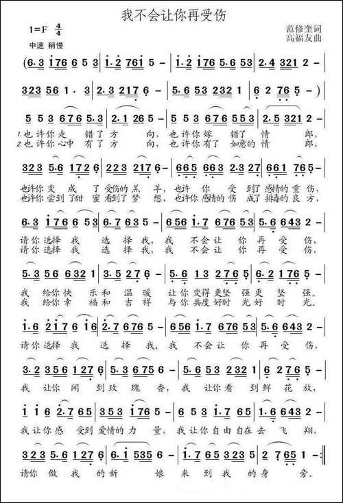 我不会让你再受伤-民歌