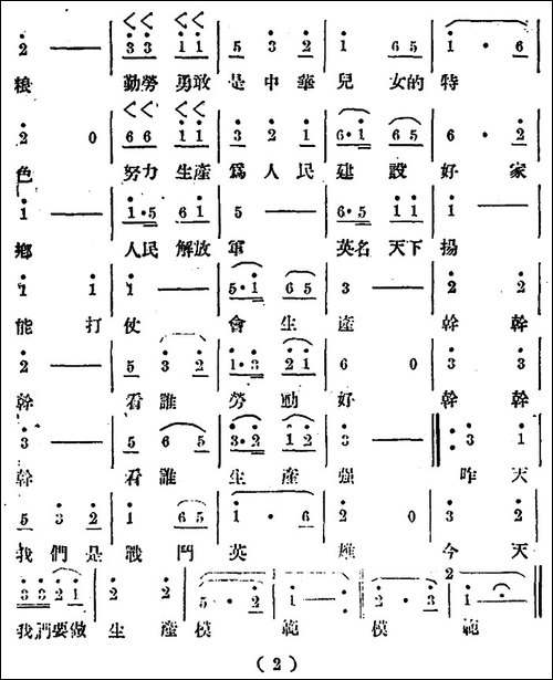 今天我们要做生产模范-民歌