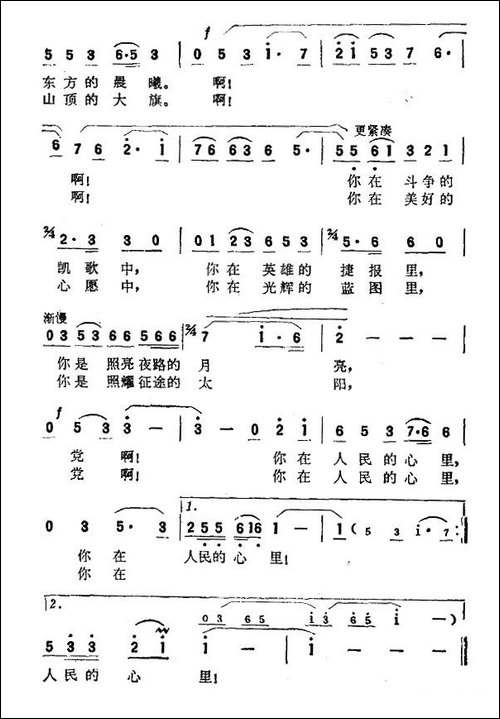 党啊，你在人民的心里