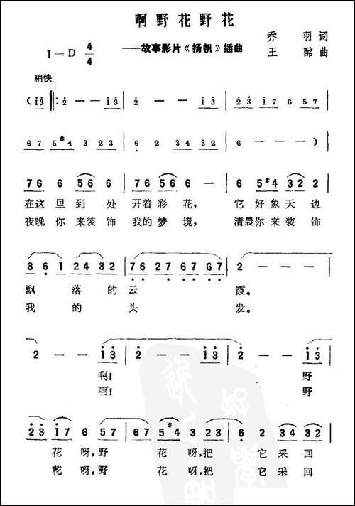 啊野花野花-故事影片《扬帆》插曲
