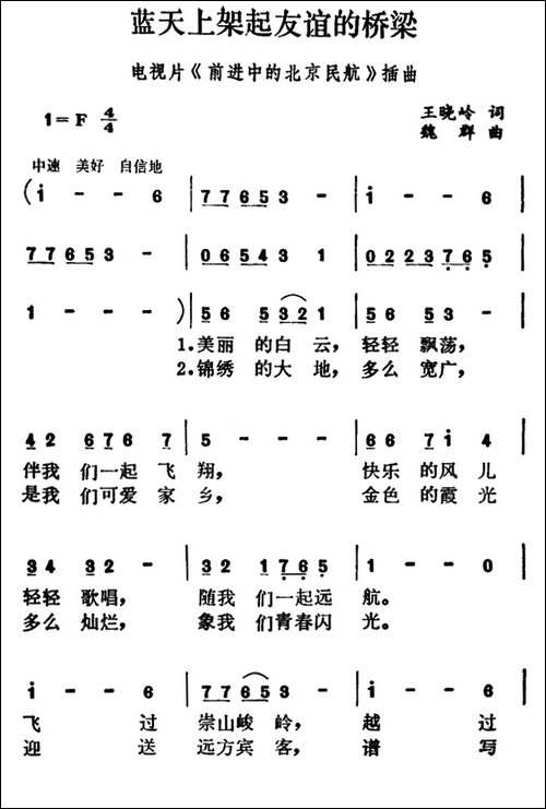 蓝天上架起友谊的桥梁-电视片《前进中的北京民航》插