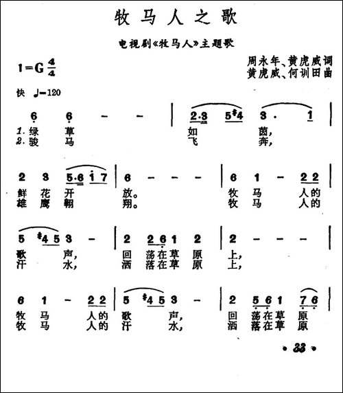 牧马人之歌-电视剧《牧马人》主题歌