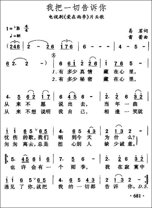 我把一切告诉你-电视剧《爱在雨季》片头曲