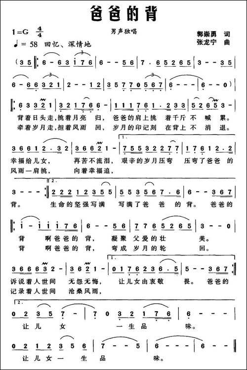 爸爸的背-郭崇勇词-张龙宁曲
