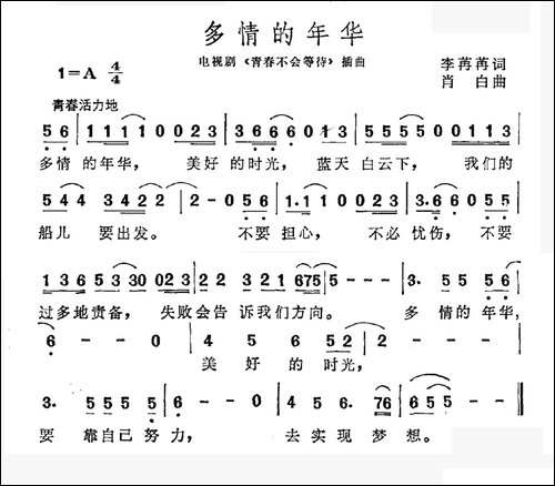 多情的年华-电视剧《青春不会等待》插曲
