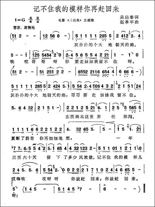 记不住我的模样你再赶回来
