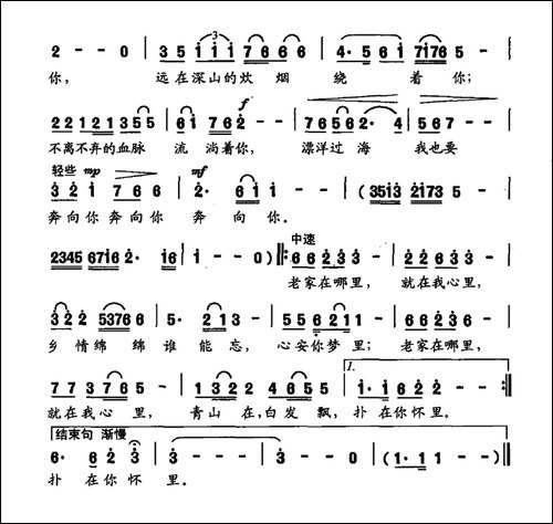 心怀老家-应忆航词-晨歌曲