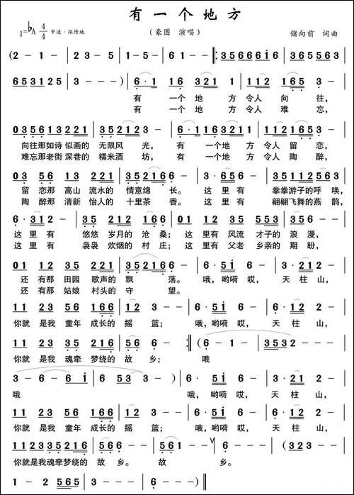 有一个地方-储向前-词曲