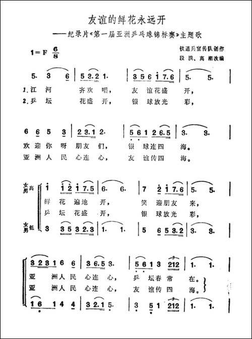 友谊的鲜花永远开-纪录片《第一届亚洲乒乓球锦标赛》
