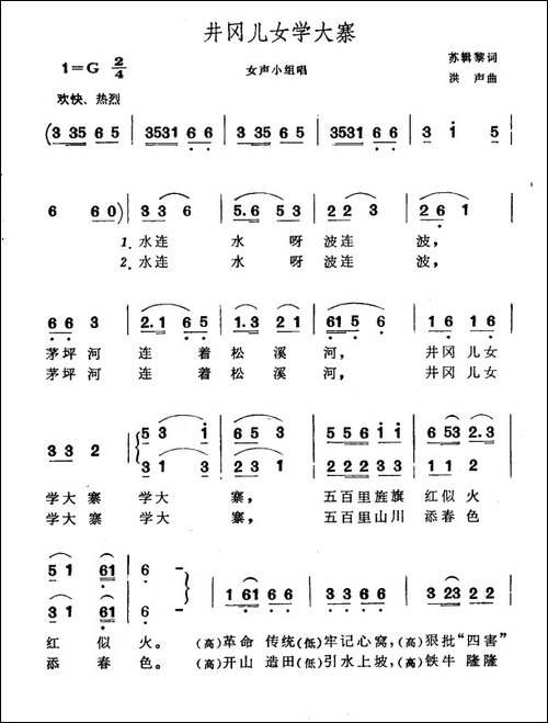 井冈儿女学大寨