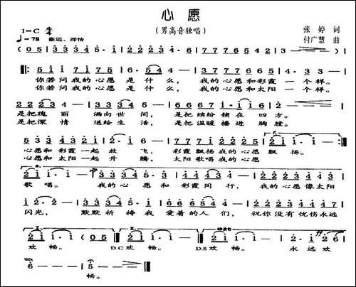 心愿-张婷词-付广慧曲