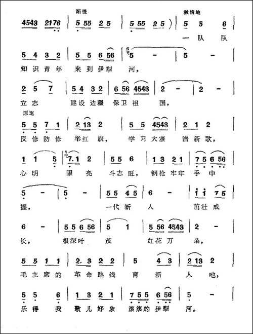 知识青年来到伊犁河