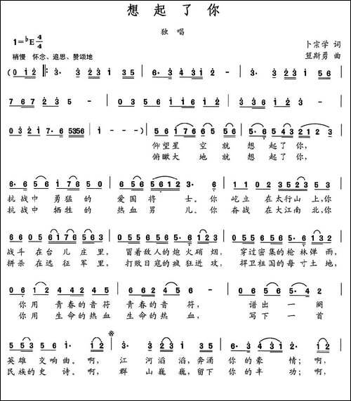 想起了你-卜宗学词-笪斯勇曲