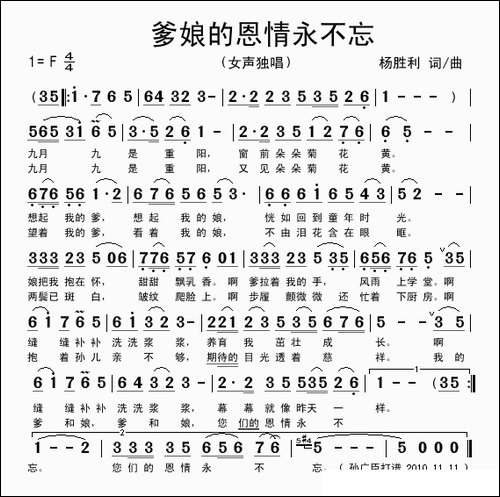 爹娘的恩情永不忘-杨胜利词-杨胜利曲