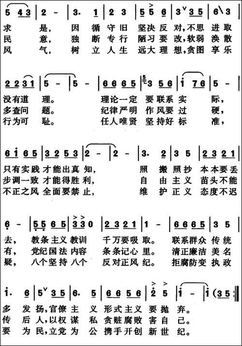 八个坚持八个反对歌-峻松、苏昉编词、袁启顺曲