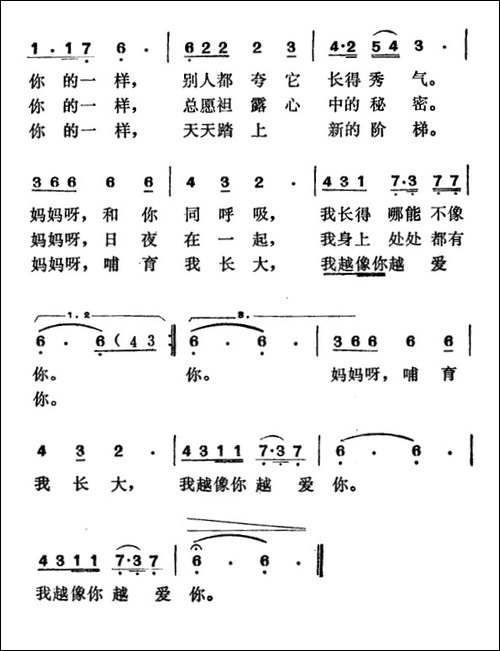 妈妈，我多像你