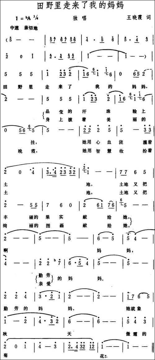 田野里走来了我的妈妈-