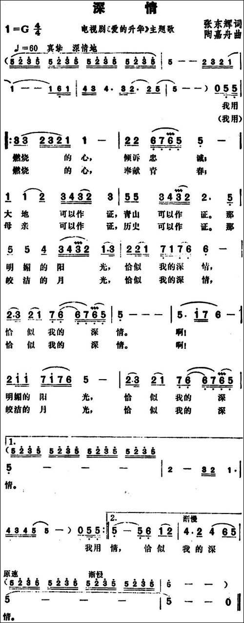 深情-张东辉词-陶嘉舟曲