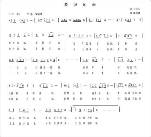 故乡的雨-王持久词-张锐锋曲