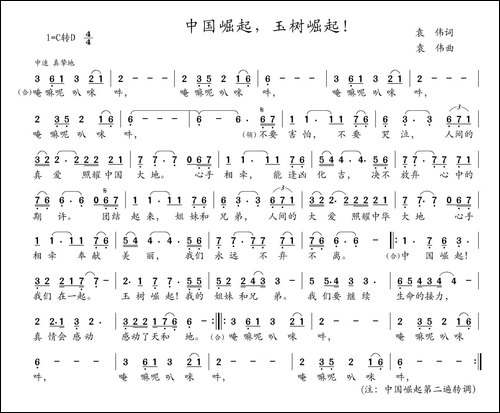 中国崛起，玉树崛起！-袁伟词-袁伟曲