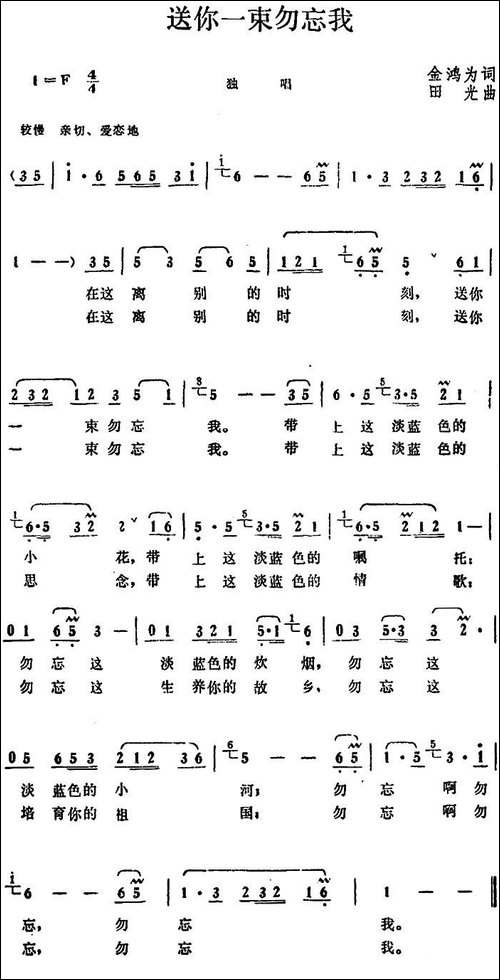 送你一束勿忘我-金鸿为词-田光曲