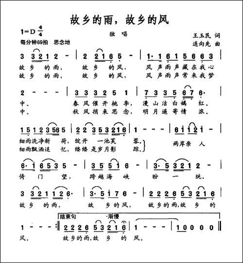 故乡的雨，故乡的风-王玉民词-连向先曲