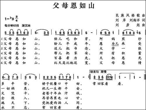 父母恩如山-刘庠-刘海洋词-刘彦起曲