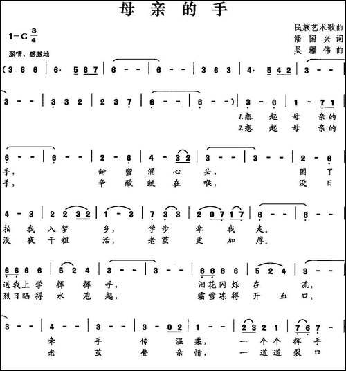 母亲的手-潘国兴词-吴疆伟曲