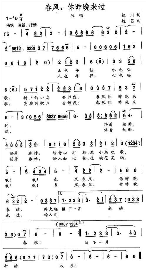 春风，你昨晚来过