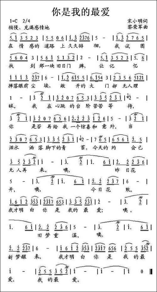 你是我的最爱-宋小明词-黎荣军曲