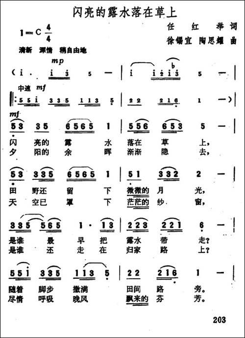 闪亮的露水落在草上