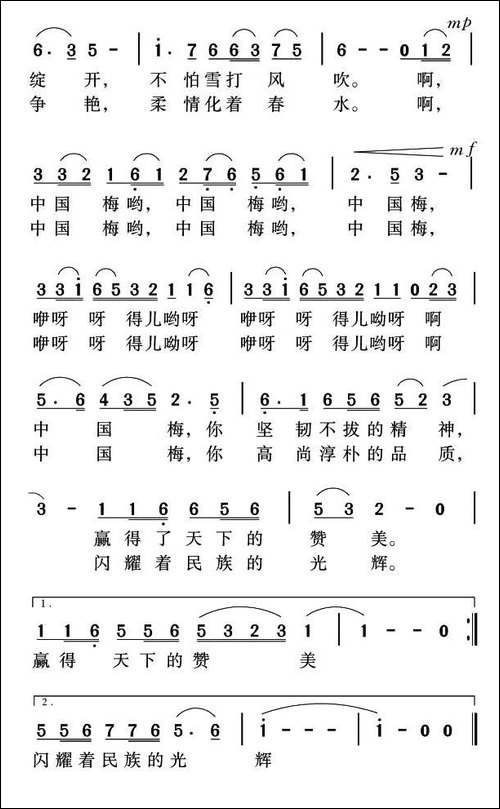 中国梅-胡泽民词-姜金富曲
