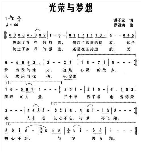 光荣与梦想-谢子元词-罗四洪曲