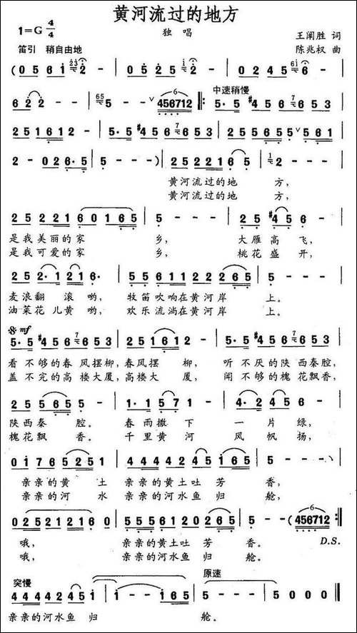 黄河流过的地方-王阐胜词-陈兆权曲