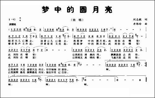 梦中的圆月亮-刘志毅词-井维玲曲