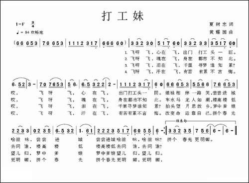 打工妹-夏树忠词-黄耀国曲