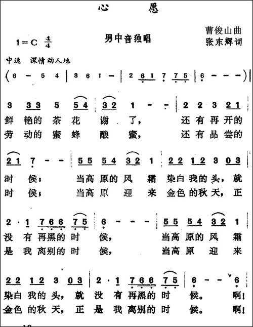 心愿-张东辉词-曹俊山曲